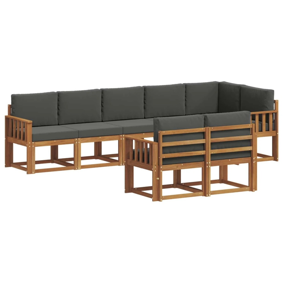 vidaXL Outdoor-Sofagarnitur L-Form aus Akazienholz mit Kissen in Anthrazit und Natur - Bild 2