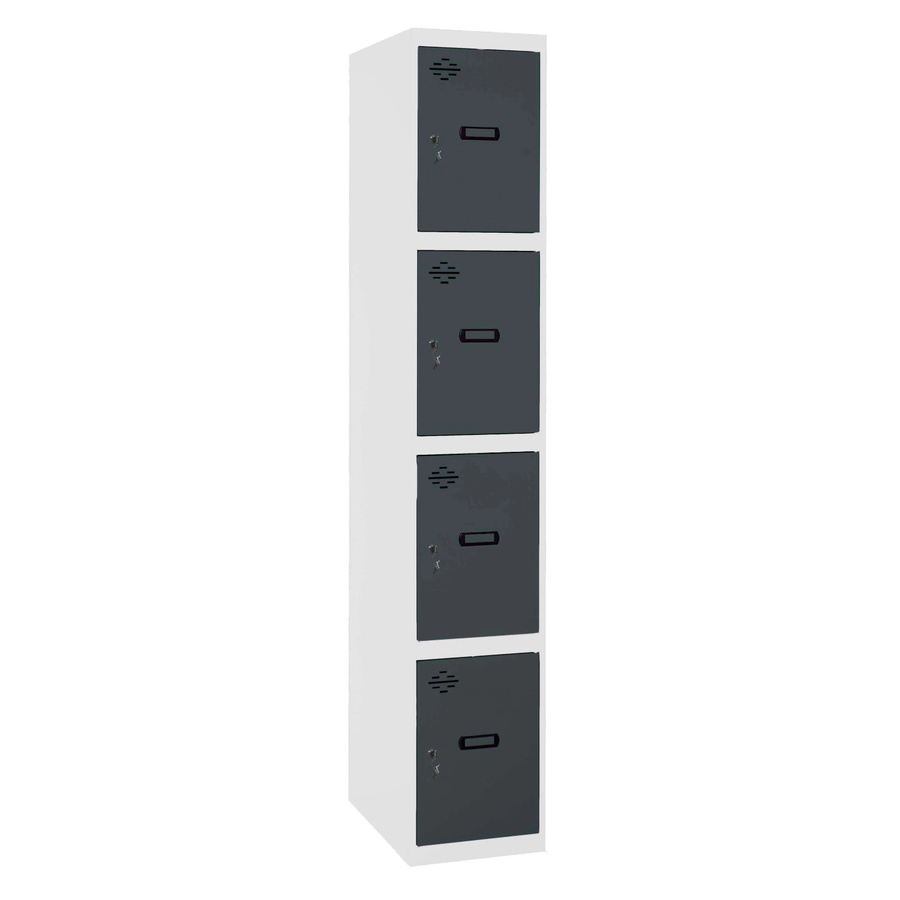 PROREGAL Spind AMEGO Schließfach Garderobe mit 4 Abteilen, Weiß-Anthrazit, H x B x T: 180 x 40 x 50 cm - Bild 2