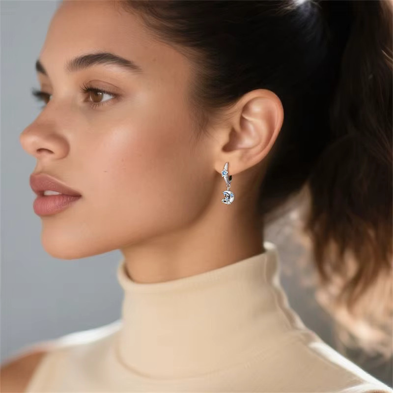 Ohrringe 925 Silber, Mond-Galaxie, Damen - Bild 2