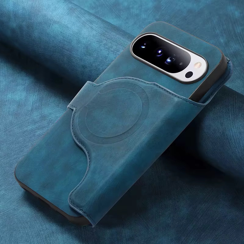 2-in-1 Kartenetui mit Magnetverschluss und abnehmbarer Flip-Lederhülle für Google Pixel 9 8 7 Pro XL MagSafe kompatibel in Schwarz oder Blau - Bild 5