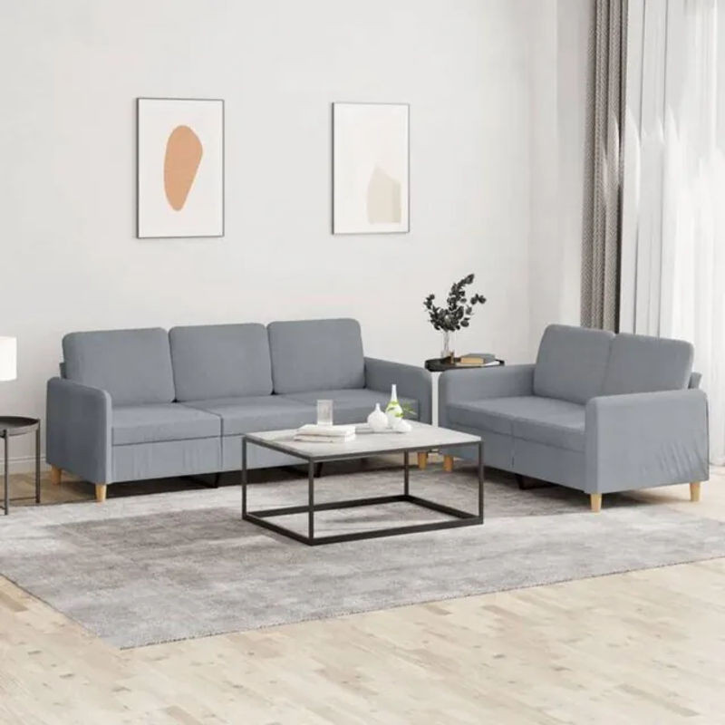 2-tlg. Sofagarnitur vidaXL in Grau aus Stoff und Polyester mit Kissen im modernen Design - Bild 1