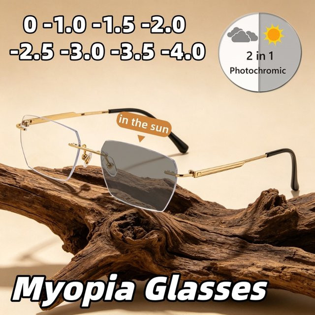 ERIKOLE Korrektionsbrille, randlos, rechteckig, Metall, Gold, Unisex - Bild 1