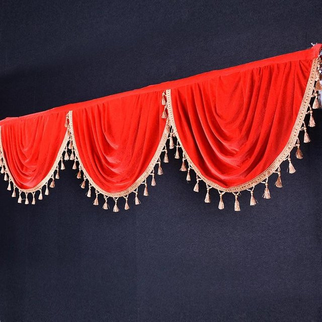 Serene Homes Samt Volant Swag Drape in Rot, 3 Meter Stoff für Bühnenhintergrund und Event-Dekoration - Bild 1