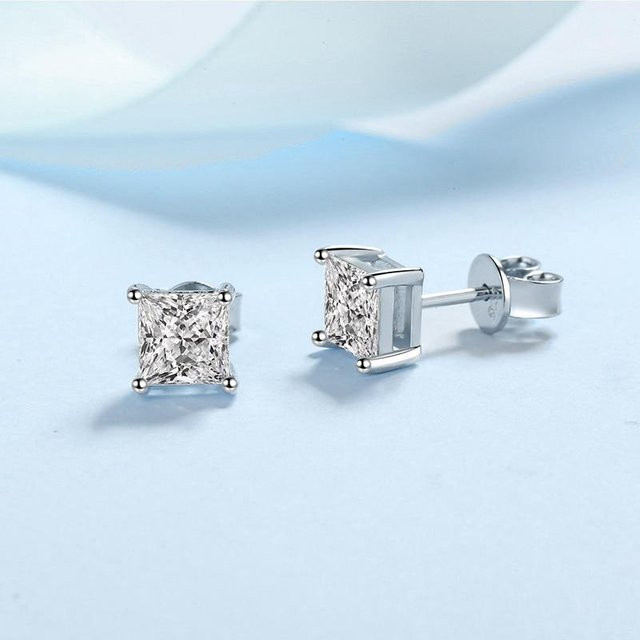 Ohrstecker 925 Silber, Moissanite, Unisex - Bild 1