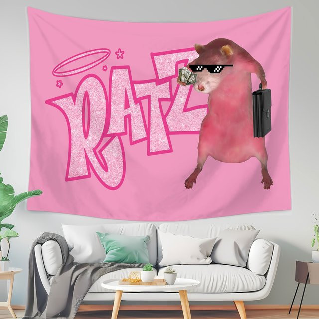 VIKAMA Wandbehang Rat Pink Textil Dekorations-Tapisserie B: 60 cm, H: 40 cm - Bild 1