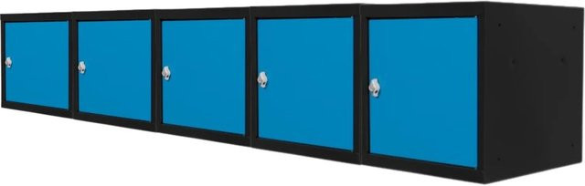 PROREGAL Blocky Schließfachwürfel Set aus 5 Stück mit Drehriegelschloss für Vorhängeschlösser, Anthrazit-Blau, B/T/H: 40 x 40 x 40 cm - Bild 1