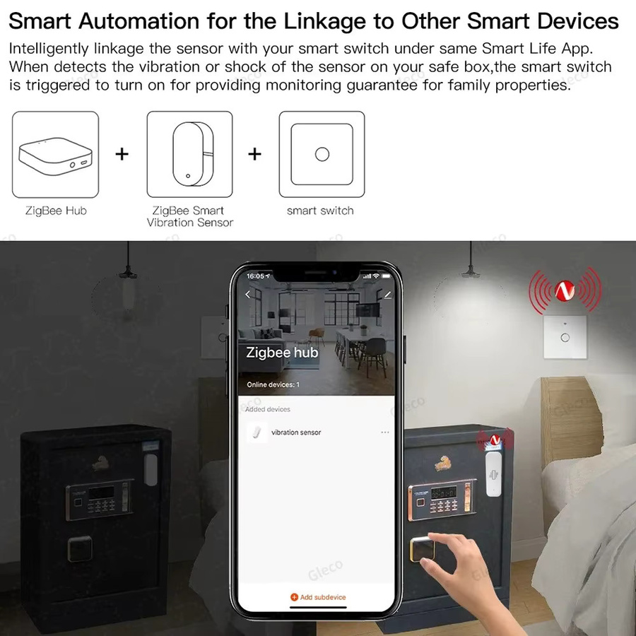 Tuya Zigbee Vibration Sensor Schock Detektor für dein Smart Home Sicherheitssystem in Weiß - Bild 3