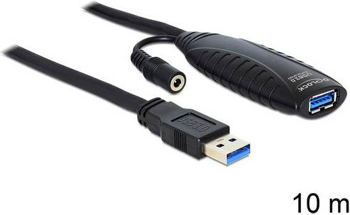 Delock USB 3.0 Kabel mit USB-A Stecker und USB-A Buchse, Schwarz, 10,00 m - Bild 1