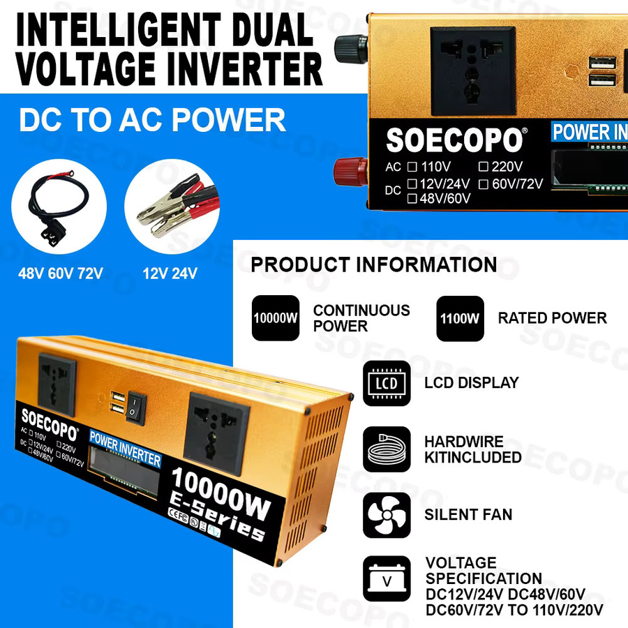 SOECOPO 10000 W Solarset mit 2 x 500 W Panels, Wechselrichter und 100 A Controller - Bild 3