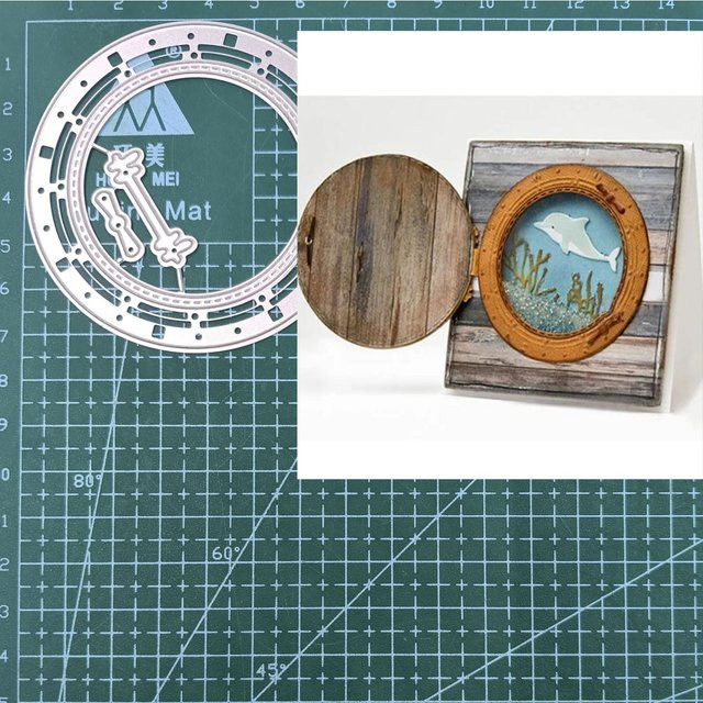 Schablone für runde Schiff-Fenster aus Metall in Silber für DIY Scrapbooking und dekorative Prägung - Bild 1