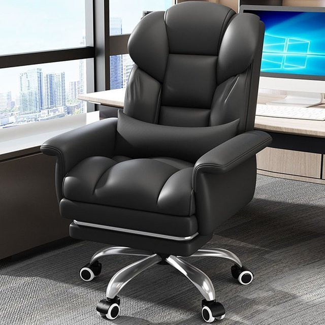 Ergonomischer MOYU Gaming-Stuhl aus Kunstleder mit Kopfstütze und Fußring, drehbar und modern, Schwarz-Braun - Bild 1