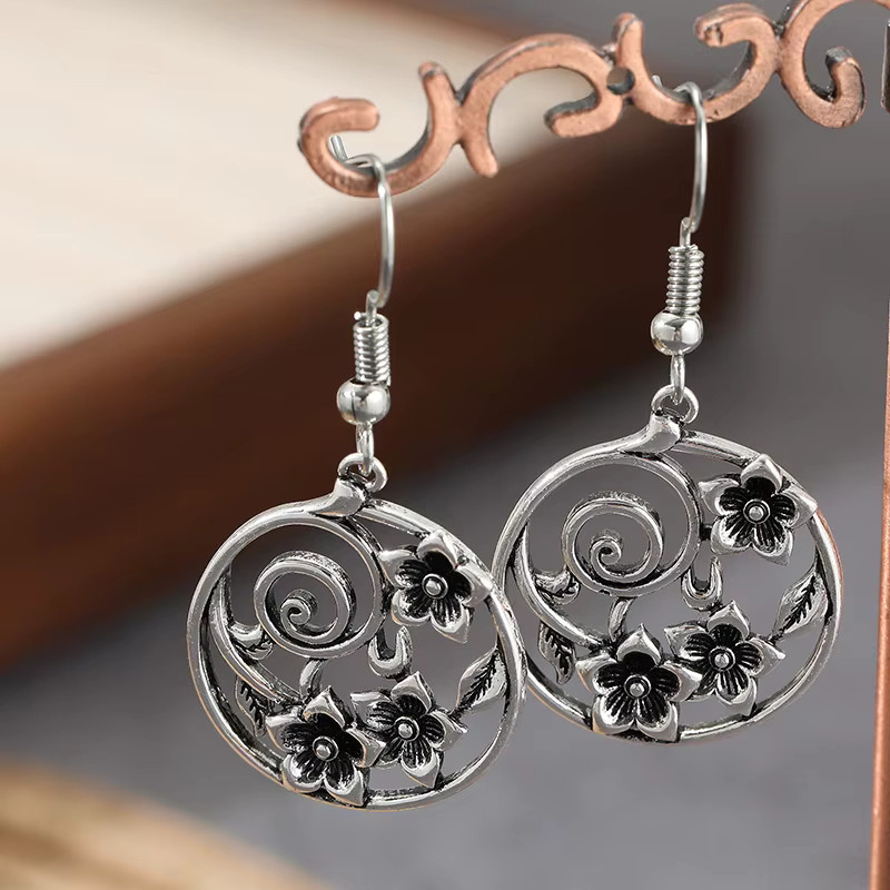 YoYo Blumen-Hohlohrringe, Silber, Damen, Vintage - Bild 2