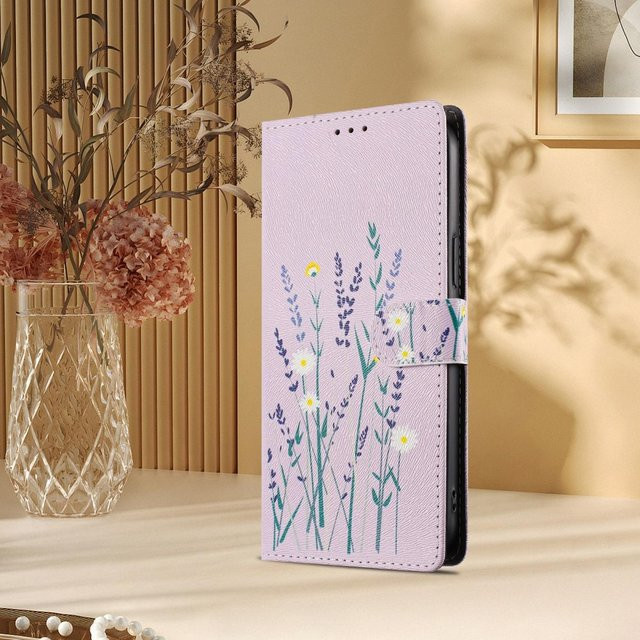 Leder Klapphülle mit Schmetterlingsblumen Design für Samsung Galaxy S25 S24 S23 S22 S21 S20 Ultra FE Plus Edge in Purple mit Geldbörsenfunktion - Bild 1