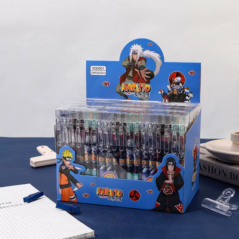 Bandai Naruto Anime Gel-Stifte im 6er-Set, Kugelschreiber mit 0,5 mm Spitze, Schwarz, Schreibwaren für Schule und Studium - Bild 6
