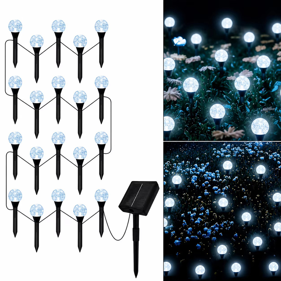 SETONR 20 Stück Solar-Gartenkristalllichter in Transparent und Weiß mit 8 Beleuchtungsmodi, IP44 wasserdichte Außenwegbeleuchtung für Garten, Terrasse und Hof - Bild 7
