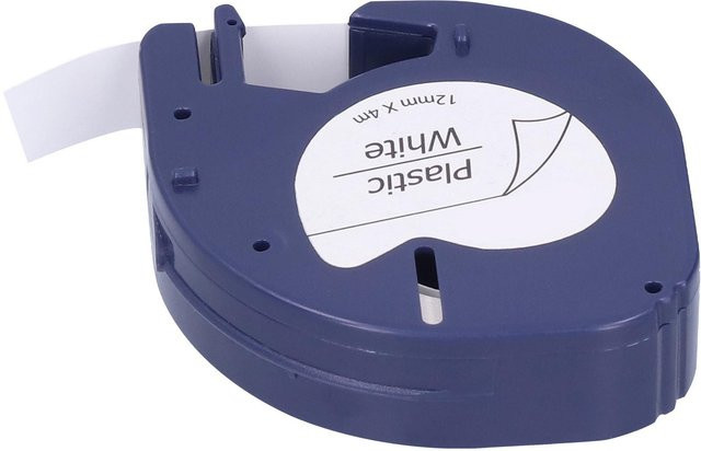 KaiSai Etikettenband Ersatz für DYMO LETRATAG Maschinen, Farbe: Weiß mit schwarzer Schrift, Breite: 12 mm, Länge: 4 m - Bild 1