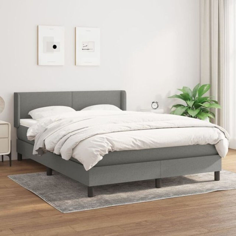 vidaxl Boxspringbett mit Matratze aus Stoff in Anthrazit B/T/H: 140 x 200 x 78 cm - Bild 1