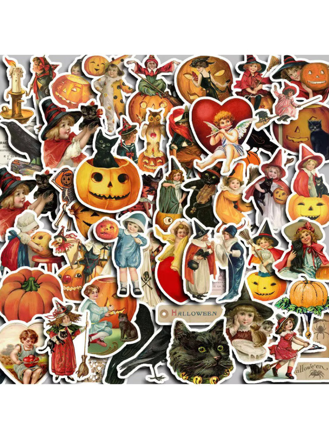 50 Stück Vintage-Halloween-Aufkleber in Multicolour für Journal-Collage und Scrapbooking - Bild 3