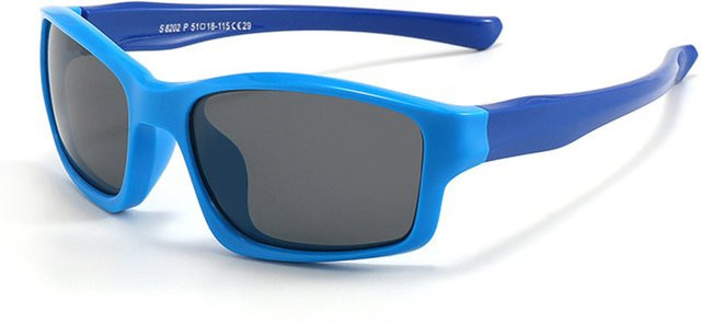 Techsuit 8202-C29 Sport-Sonnenbrille für Kinder, Vollrand, rechteckig, blau, Kunststoff - Bild 1