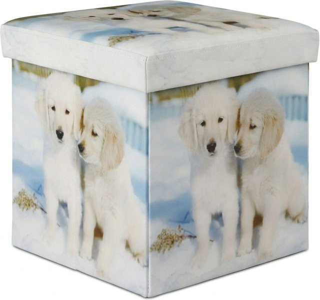 Relaxdays Sitzhocker aus Kunstleder bunt mit Stauraum, B/T/H: 38 x 38 x 38 cm - Bild 1