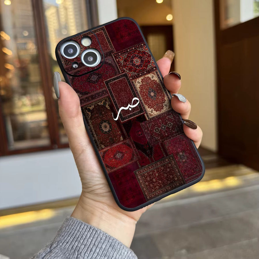 Rote Handyhülle mit islamischem Teppich-Collagenmuster für iPhone 17 16 15 14 13 12 11 Pro Max Plus, sturzsicher und stoßfest - Bild 4