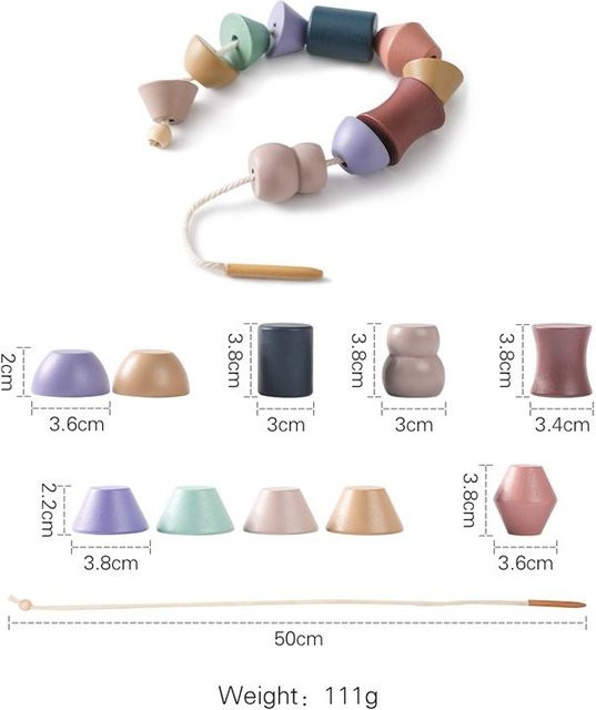Binchi Outdoor Product Schnürbrett aus Buchenholz, Montessori-Spielzeug, Holz, Tiere - Bild 1