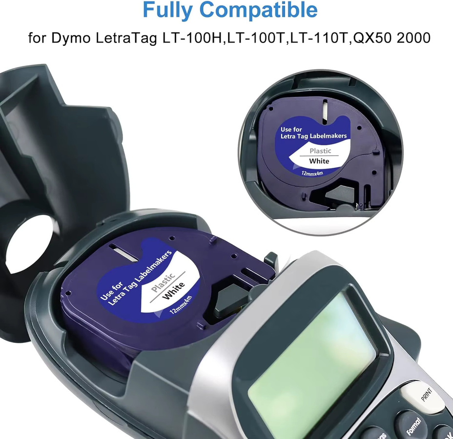 2 Rollen Dymo Klebeetikettenband 91201 in Weiß, 12 mm Thermoband kompatibel mit Dymo LT100H und den Modellen 91331, 59422, 91202, 91200 - Bild 3