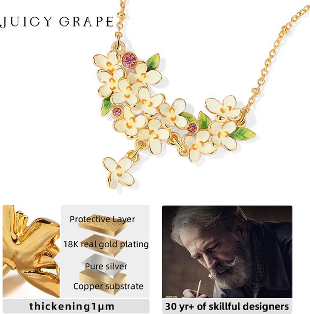 Juicy Grape Halskette, 18K vergoldet, Emaille, Unisex - Bild 1