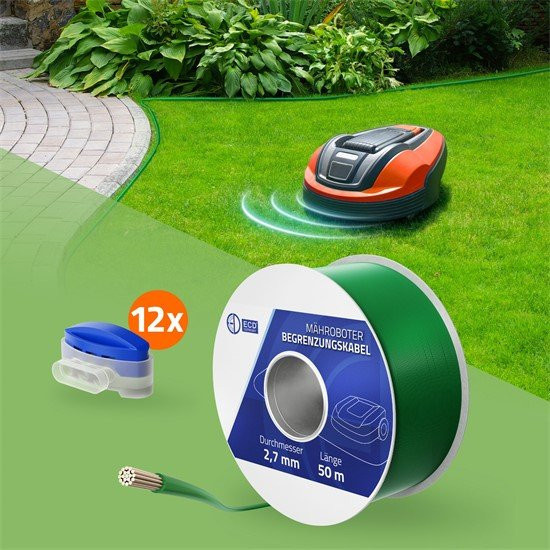ECD Germany Universal Begrenzungskabel für Mähroboter, 50 m, Grün, PVC und Aluminium - Bild 1