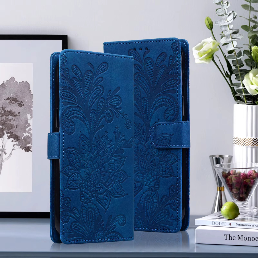Magnetische Leder-Schutzhülle mit Prägung und Brieftaschenfunktion für Xiaomi Redmi 14C 13C 12C 11A 10 9 8A A4 A3 A2 A1 Plus 4G/5G in Braun oder Blau - Bild 3