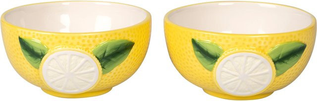 Genialo Schalen-Set Lemon aus Keramik, 2 Stück, Gelb-Weiß - Bild 1