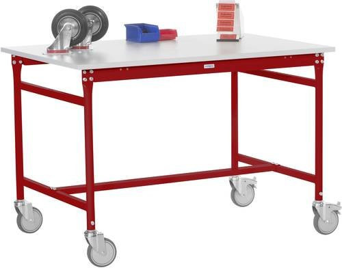 Manuflex Beistelltisch BASIS mobil mit Multiplex-Platte in Rubinrot, B/T/H: 150 x 80 x 85 cm - Bild 1
