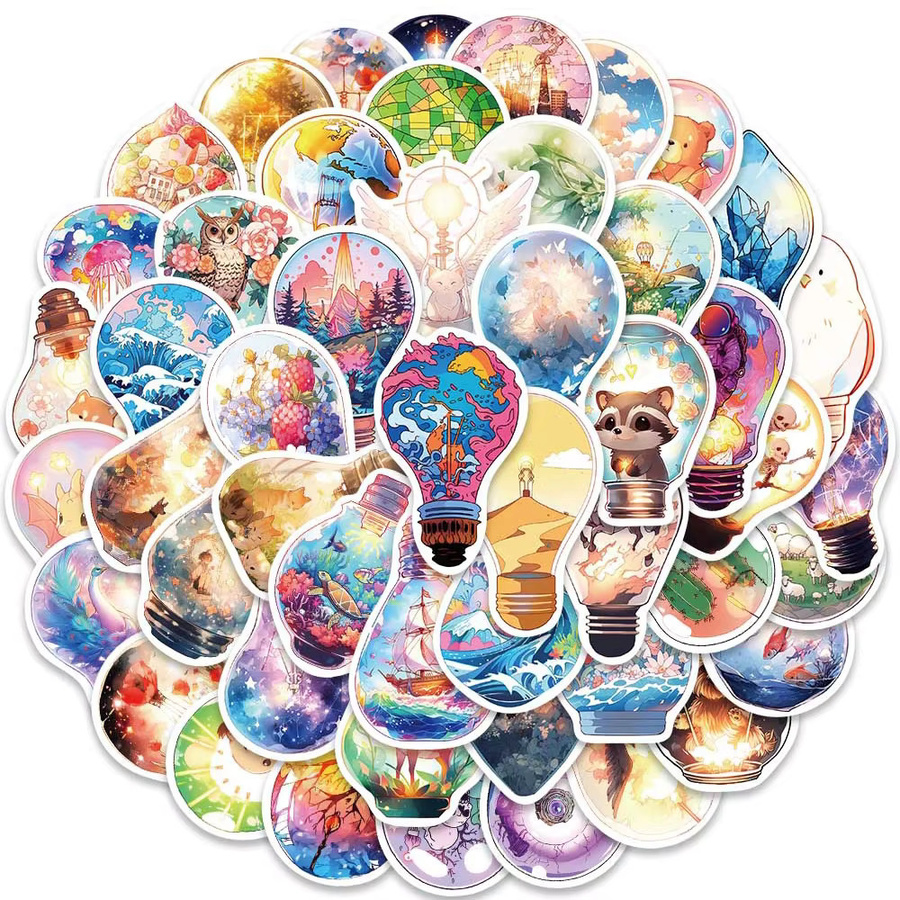 Charile Glühbirnen-Welt-Aufkleber, Cartoon, multicolor, 10-teiliges Set - Bild 2
