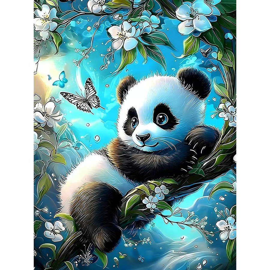 EverShine Diamant-Gemälde Panda DIY Mosaik-Set mit Schmetterling und Blumen für Erwachsene - Bild 4