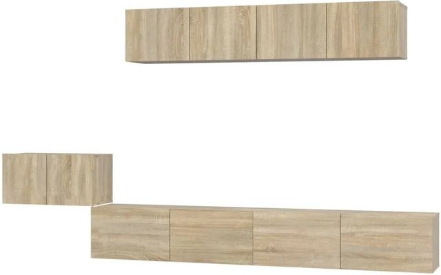 vidaXL 5-teiliges TV-Schrank-Set Sonoma-Eiche aus Holzwerkstoff, Braun, Wandmontage für dein Wohnzimmer, B/T/H: 60 x 30 x 30 cm, 100 x 30 x 30 cm und 80 x 30 x 30 cm - Bild 1