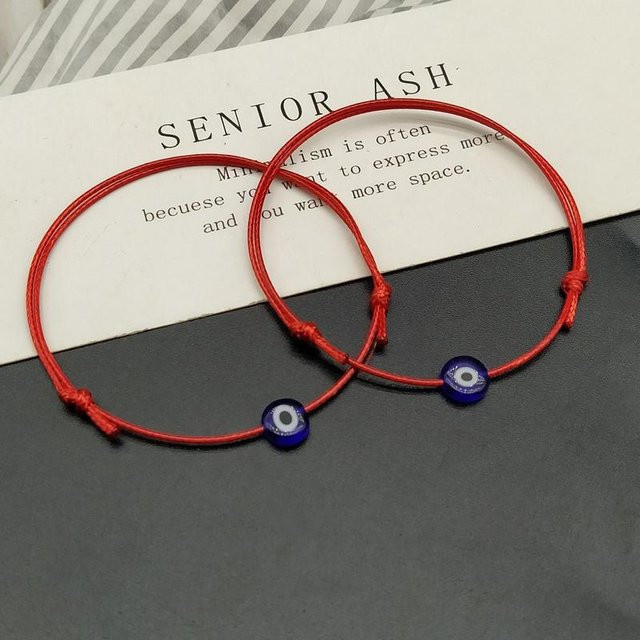 Armbänder, Blaues Böses Auge, Schwarz-Rot, Acryl, Unisex - Bild 1