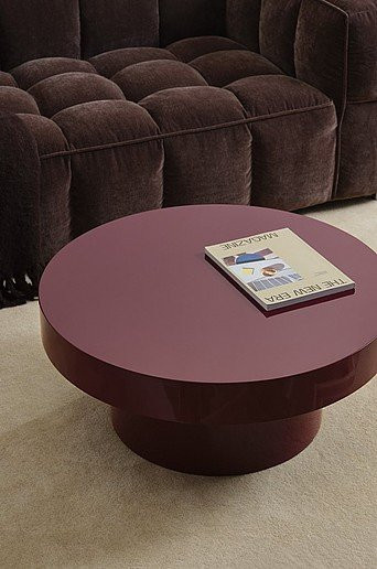 Jotex ARADA Kaffeetisch rund in Rot und Lila mit MDF-Laminat, Durchmesser: 80 cm, Höhe: 40 cm - Bild 1