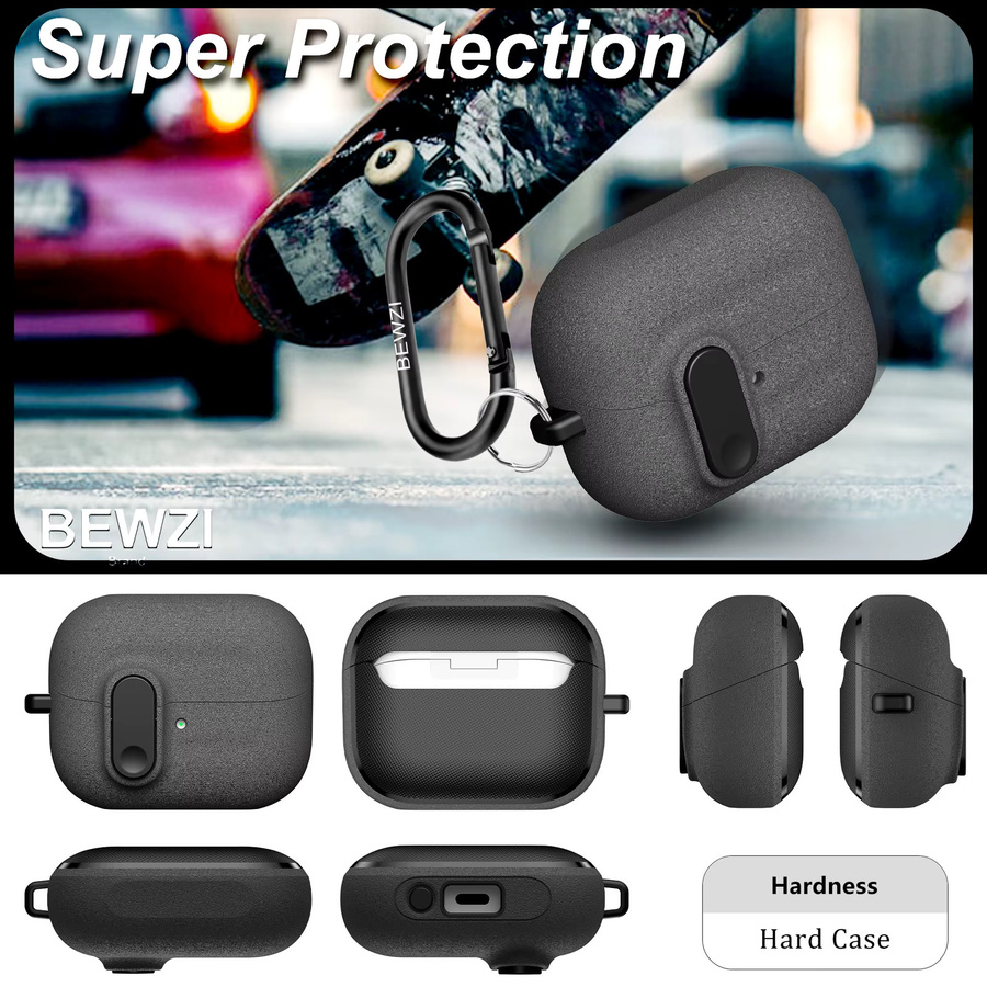 Samsung Galaxy Buds3 Pro / Buds3 / Buds3 FE Schutzhülle Vogue in Grau mit Druckknopfschalter und kratzfestem Design - Bild 2