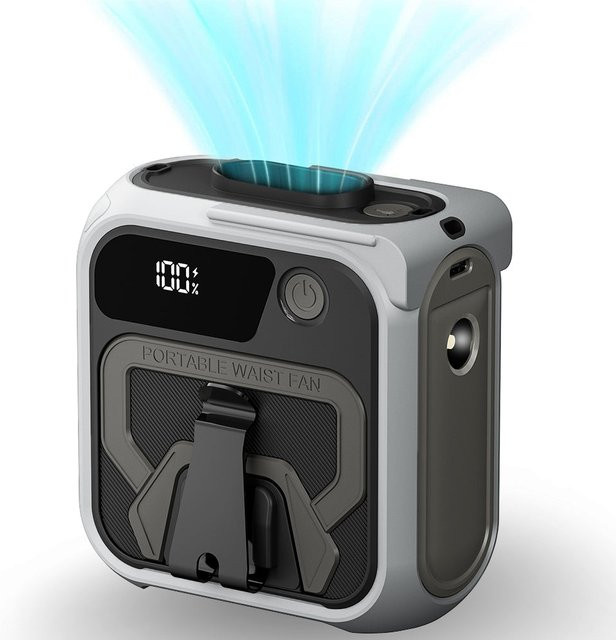 Techsuit Z13 Tragbarer Ventilator mit externem 10000mAh Akku, Grau - Bild 1