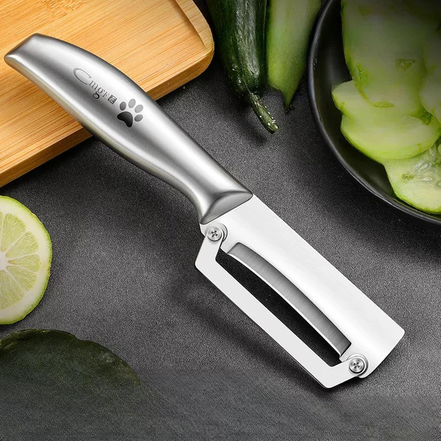 Multifunktionaler 2-in-1 Obst- und Gemüseschäler aus Edelstahl in Silber - Bild 1