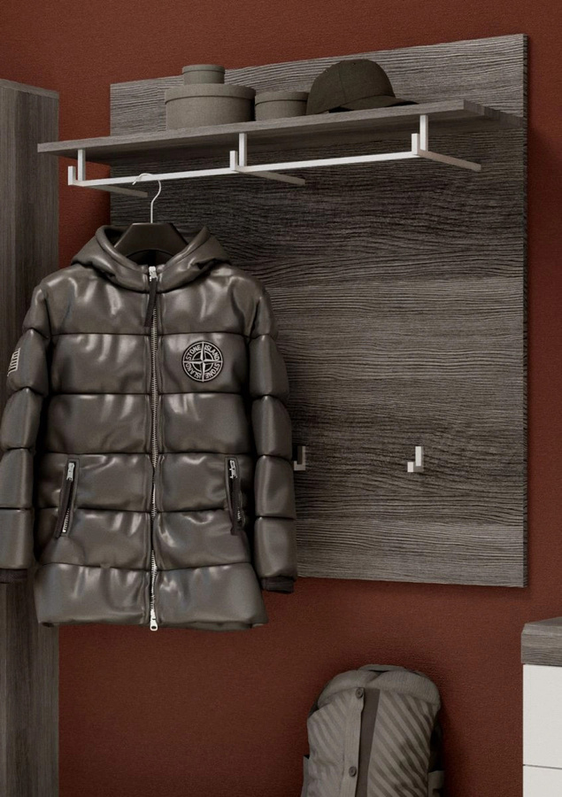 Garderobenpaneel Shawn von Inn.Furn in Rauchsilber Grau, Breite: 90 cm, Höhe: 98 cm, Tiefe: 27 cm - Bild 1