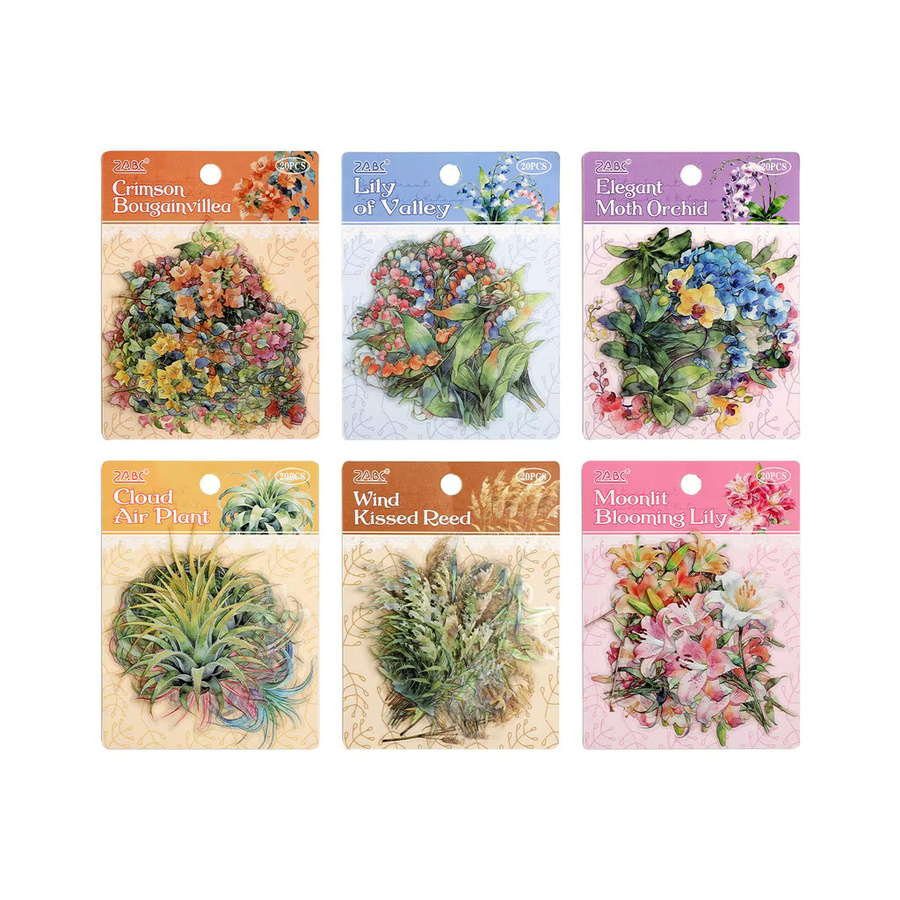 20 Stück Transparente Blumen PET-Aufkleber Set für DIY Tagebuch Dekoration und Scrapbooking in Multicolour - Bild 2