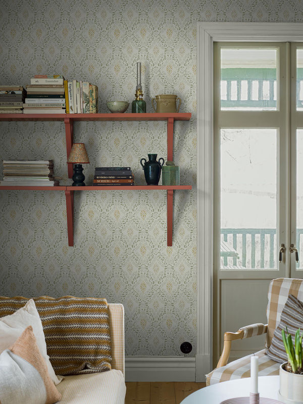 Boråstapeter Wallpaper Kvarnholmen 8056 Vlies Tapete mit Ornamenten in Grün/Hellgrün im schwedischen Landhausstil - Bild 3
