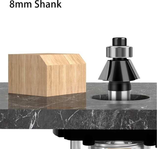 JGZUI 15-Grad-Fasenfräser mit 8mm Schaft für Holztrimmer in Silber - Bild 1