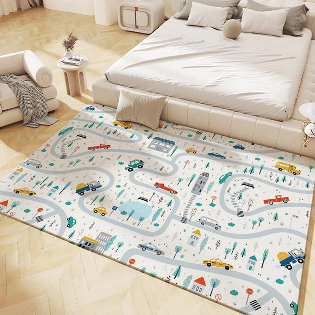 Rutschfeste Spielmatte für Kinder von BC-Warm Home, maschinenwaschbarer Flanellteppich in Mehrfarbig, B/L: 80 x 120 cm - Bild 1