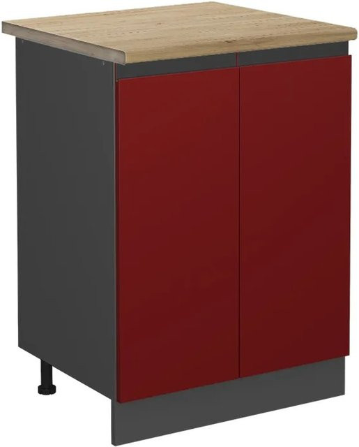 Vicco Küchenunterschrank R-Line Küchenkommode in Rot/Anthrazit und Eiche, B/T/H: 60 x 25,03 x 81,6 cm - Bild 1
