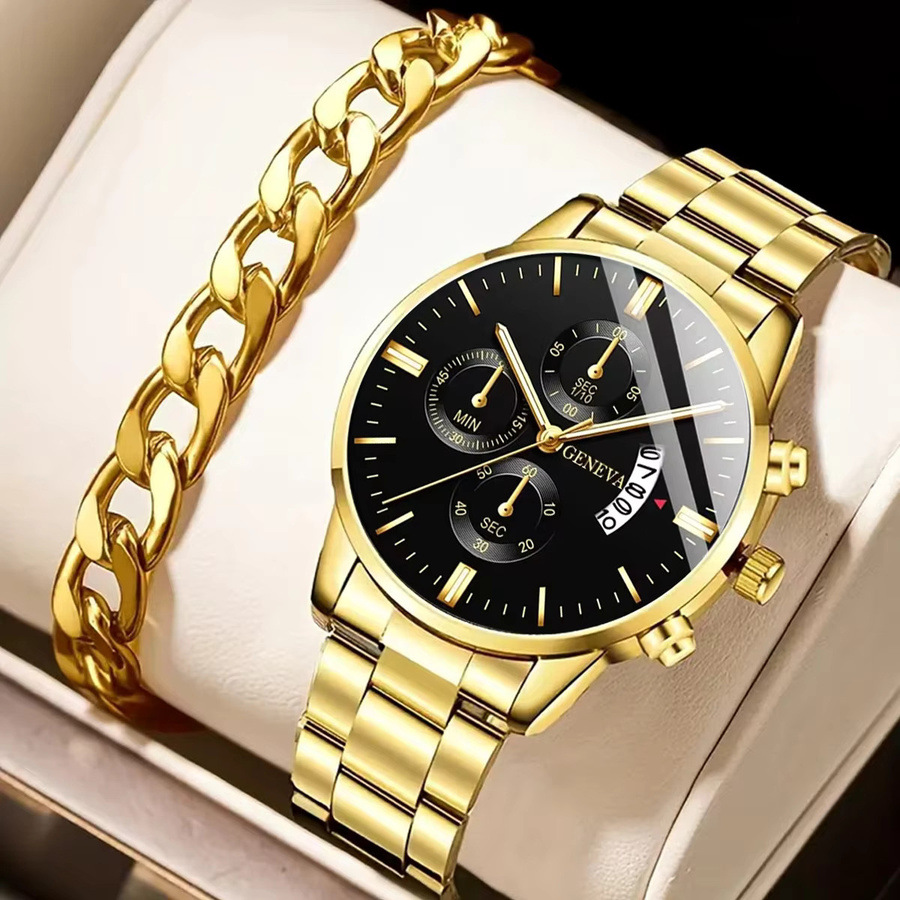 RUNERR Armbanduhr-Set, Analoguhr, Quarz, Edelstahl, Schwarz, Herren - Bild 2