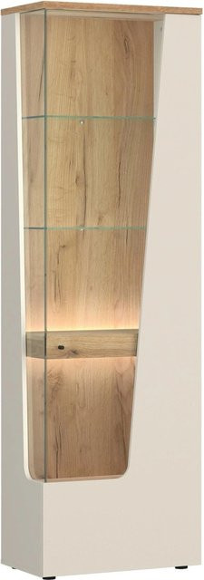 Premium Living Vitrine Cut Out in Kaschmir und Eiche mit Glastüren und integrierter Beleuchtung, Breite: 60 cm, Höhe: 198 cm, Tiefe: 40 cm - Bild 1