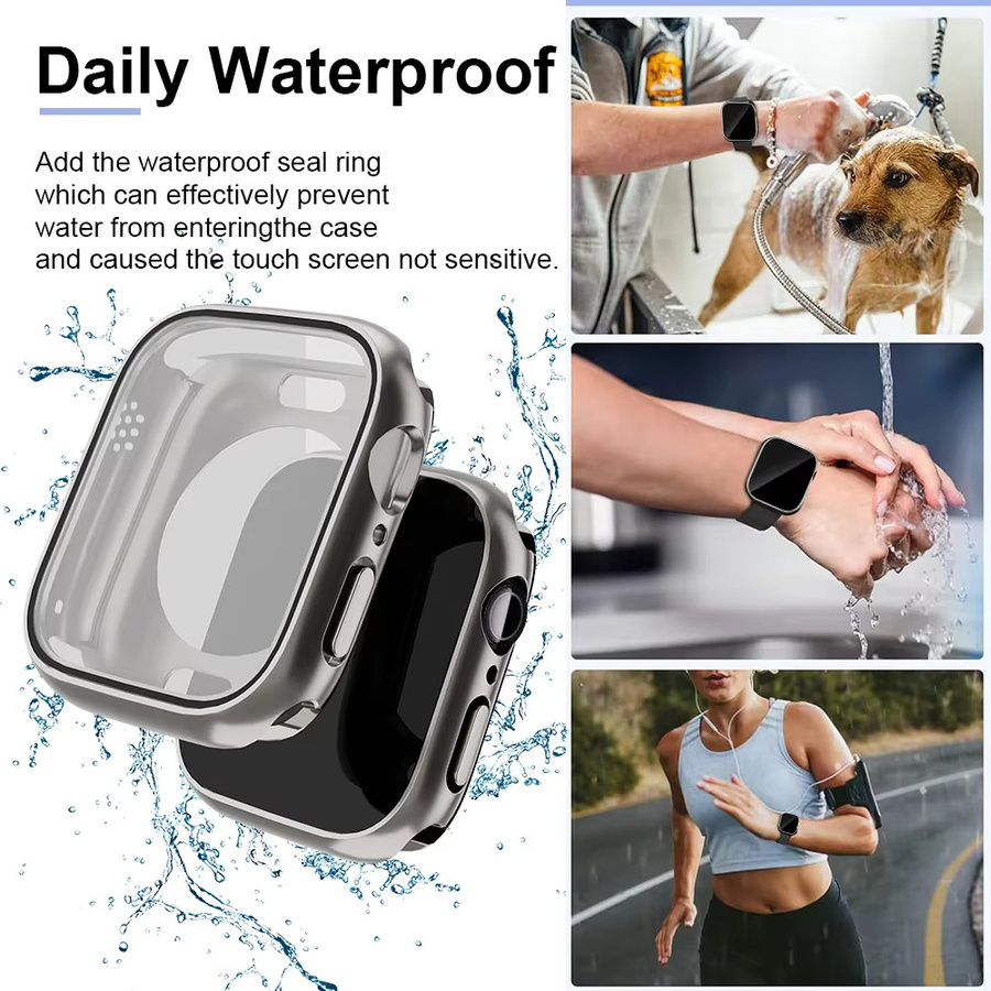 DLIBAND Displayschutz für Apple Watch, Glasfolie und Hülle, Rosa - Bild 2
