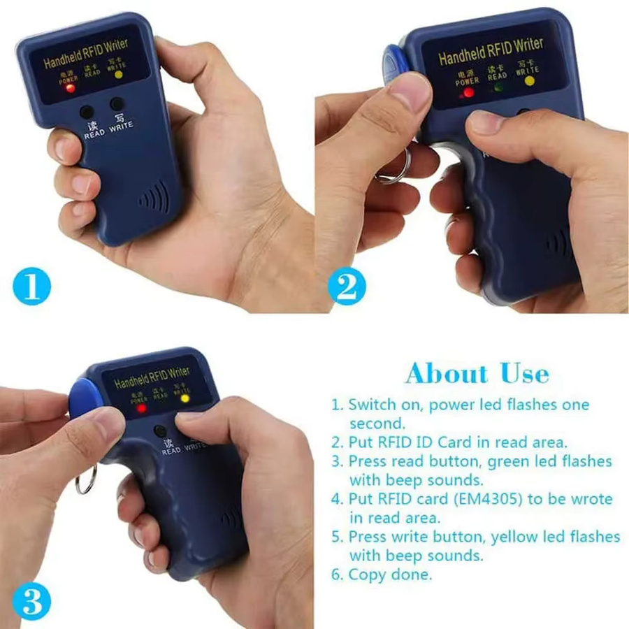 ASPA RFID ID Card Writer und Kopierer für EM4100 EM5200 T5577 125KHz Duplizierer und Programmierer für wiederbeschreibbare Keyfobs und Tags - Bild 3